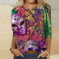 thumbnail image 2 of Jinhomg Womens Holiday Graphic Tees Fancy 3D Mask Print Carnival Themed Shirts Spring Comfy 3/4 Sleeve Tunic Tops Ladies Mardi Gras Gift Multicolor XXXL, 2 of 6