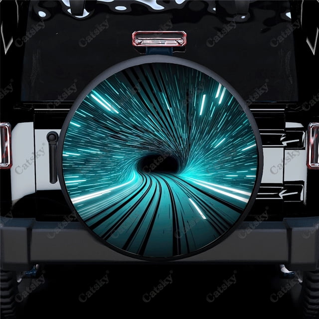 Wormhole Tunnel Science Fiction Pattern Polyester Universal Spare Wheel Tire Cover Wheel Covers for Trailer RV SUV Truck Camper
