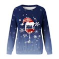 thumbnail image 4 of Azrian Women’s Christmas Holiday Clothing Women's Fashion Printed Loose T-shirt Long Sleeves Blouse Round Neck Casual Tops, 4 of 4