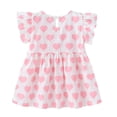 thumbnail image 3 of Coerni Robe Imprimée Cœur Mignonne pour Filles Été Manches Courtes à Volants Robe de Fête d'Anniversaire Col Rond Robe Décontractée avec Nœud, 3 of 8