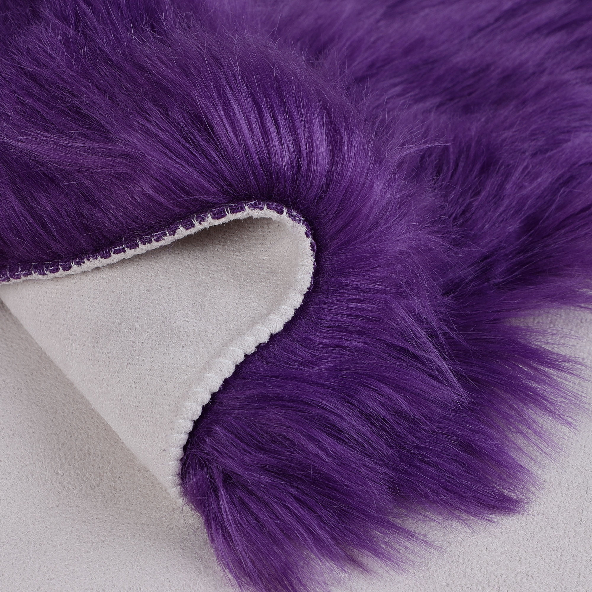 Unique Bargains Artificial Animal Wool Soft Faux Fur Sheepskin Plush Area Rug Purple 2x2 Feet Round