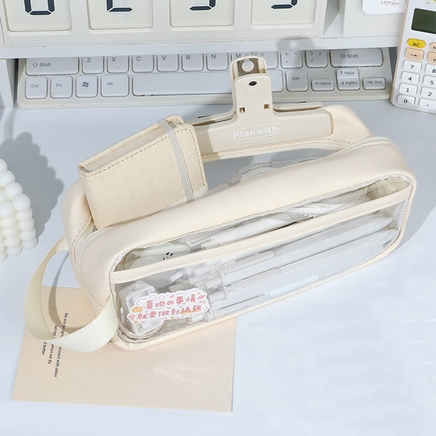 Estuche de malla transparente ZJT250117290 de PVC, impermeable, de gran capacidad, para bolígrafos, marcadores, organizador, bolsa de maquillaje, caja de almacenamiento de viaje para oficina,