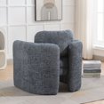 thumbnail image 3 of Mid Century Modern Accent Chair Barrel Chair Woven Velvet Fabric Upholstered Armchair for Living Room, Bedroom, Office, 3 of 11