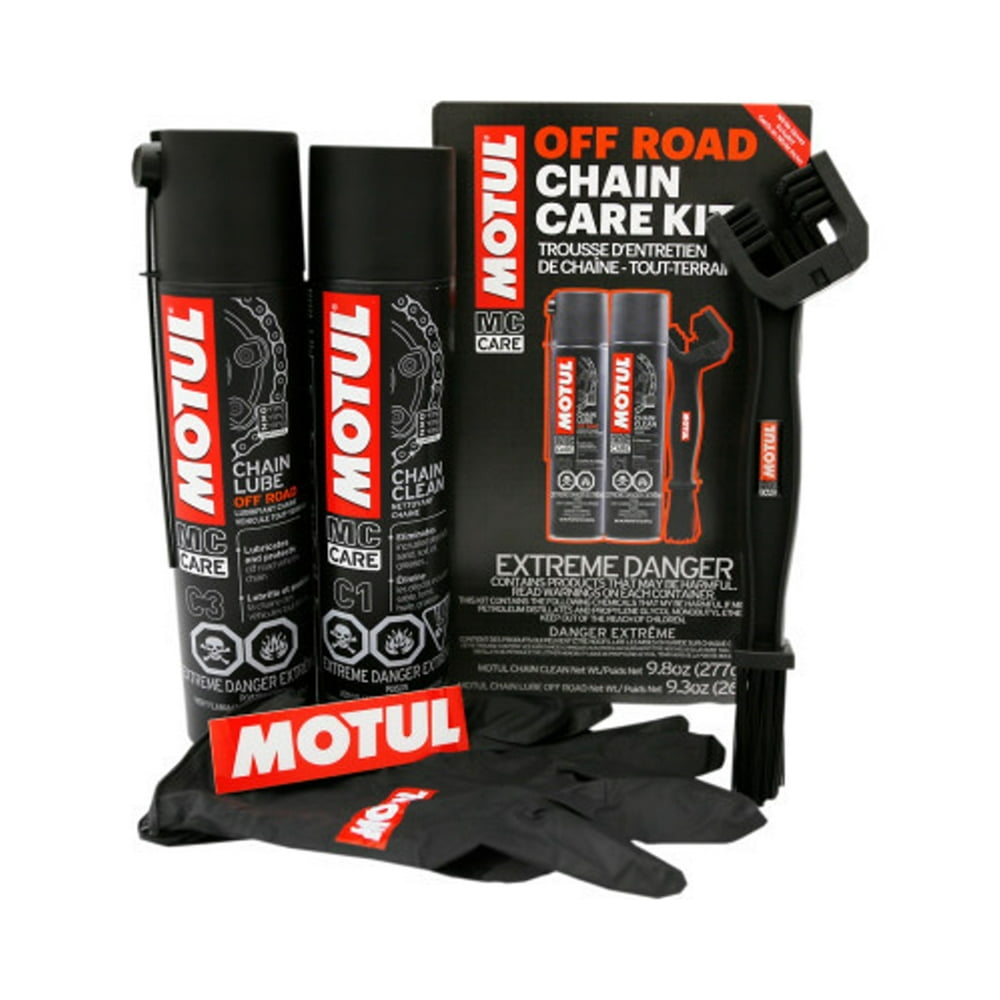 Motul Off Road Dirt Motorcycle Chain Care Kit with Gloves 109768