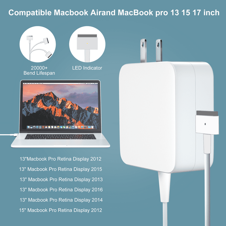Mac Book Air/Pro Charger 85W 60W 45W 2T-Tip Power Adapter