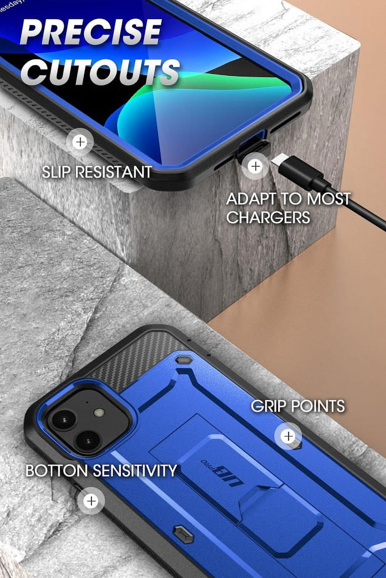 SUPCASE Unicorn Beetle Pro Series Case Designed for iPhone 11 6.1 Inch (2019 Release), Built-in Screen Protector Full-Body Rugged Holster Case (DarkBlue)