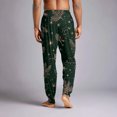 thumbnail image 5 of Wutalume Men's Drawstring Pocket Cuffed Casual Pants with Christmas Print, Soft Home Sleep Pants for Lounge, Holiday Wear, and Comfortable Relaxation,Dark Green L, 5 of 7