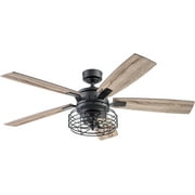 HOZO Cypher, 52 Inch Indoor Industrial LED Ceiling Fan with Light, Remote Control, Dual Mounting Options, 5 Dual Finish Blades, Reversible Motor - 51485-01 (Matte Black)