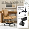 thumbnail image 4 of Faux Leather Adjustable Office Chair Swivel Rocking Desk Chair with Solid Wood Round Arm Camel, 4 of 7