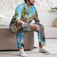 thumbnail image 7 of Naloa Playful Hedgehog Forest Pond Men’s Pajamas Set - Long Sleeve Button Down Sleep Shirt and Pajama Bottoms Sleepwear Set-XX-Large, 7 of 7