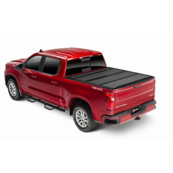 BAK Industries Tonneau Cover 448132 BAKFlip MX4; Hard Folding; Low Profile; 2 Folds/3 Panels; Black Matte Textured; Aluminum; Tailgate Handle Lock; Bed Cap Compatible