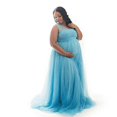 thumbnail image 1 of Maternity Cotton Patchwork Mesh Strapping Floor-length Dress, 1 of 1