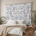 thumbnail image 3 of Blue Floral Tapestry for Bedroom Wall Hanging Tapestry, Farmhouse Vintage Flower Leaf Botanical Ceiling Backdrop Tapestries Poster Blanket Wall Decor for Teens Room Living Room Dorm 59" x 79", 3 of 8