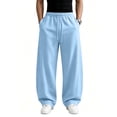 thumbnail image 6 of CCRFTGI Sweatpants for Men Baggy Straight Leg Elastic Waist Jogging Pants Lightweight Casual Outdoor Walking Wear Light Blue S, 6 of 7