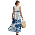 thumbnail image 2 of Xixirimido Blue Lotus Leaf Print Women Maxi Dresses Casual Summer Dresses Tank Long Flowy Sleeveless Sundresses with Pockets Beach Vacation Outfits, Medium, 2 of 7