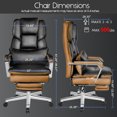 thumbnail image 3 of Ninecer Big and Tall Office Chair 550 lbs, PU Leather Reclining Office Chair with Lumbar Support and Footrest, Modern Desk Chair for Adult, Black, 3 of 9