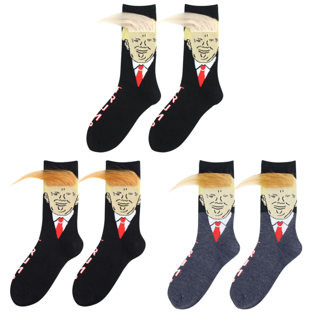 Calcetines Trump Con Pelo Falso 3D para Hombres Y Mujeres () Blanco