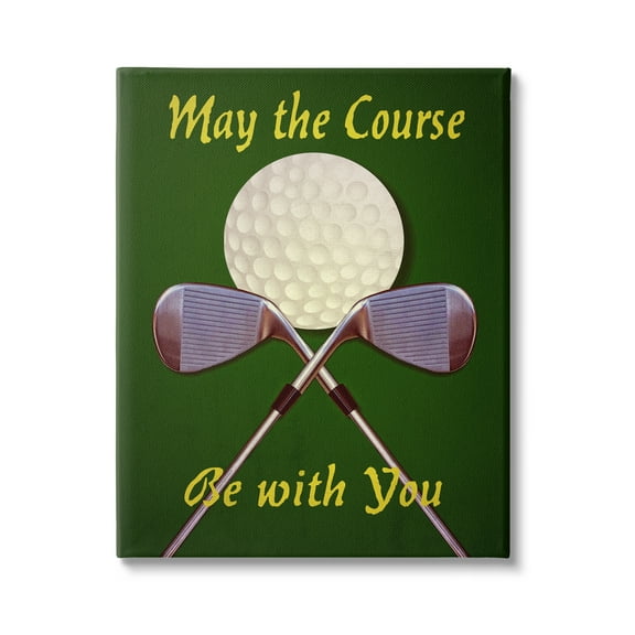 Stupell Industries May Course Be With You Fun Sports Golf Clubs Graphic Art Gallery Wrapped Canvas Print Wall Art, Design by Graffitee Studios
