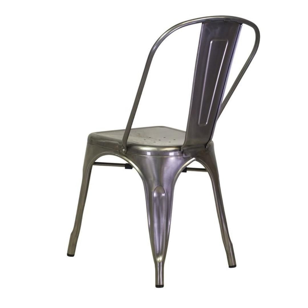 Durable Tolix Roch Gunmetal Dining Chair – Sleek Metal Side Chair for Restaurants and Modern Spaces