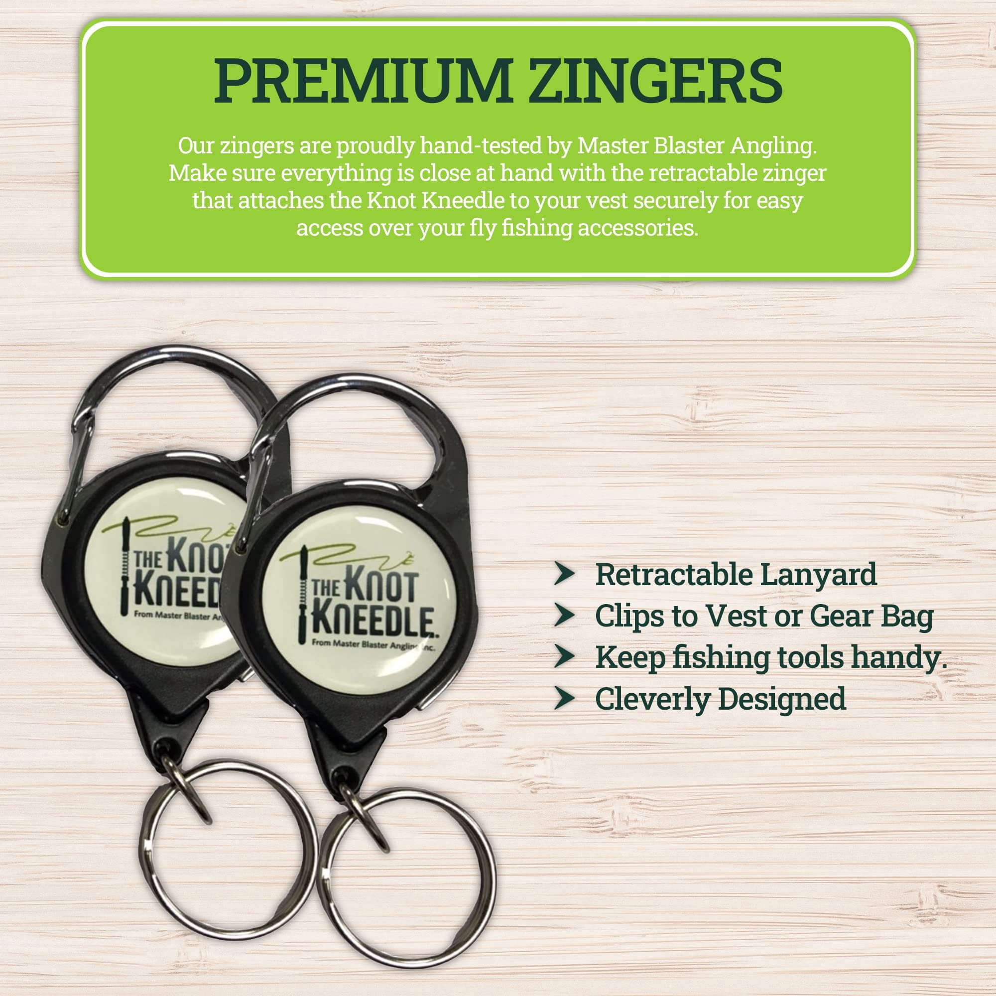 KNOT KNEEDLE Catch Midge Bundle 2 Epic, Fishing Accessories of 2 Zingers, Fly Straightener, Fly Fishing Box, Fishing Knot Tying Tool Tie 25+ Basic and Advanced Knots - 5-Piece Bundle