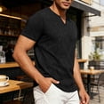 thumbnail image 4 of Aofany Summer T Shirt Men Solid Color Short Sleeve T-Shirts Casual V-Neck Big and Tall Mens Pullover Shirts, 4 of 6