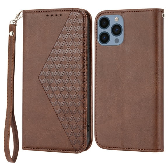 iPhone 14 Pro Wallet Case, Shockproof Lanyard Strap Magnetic PU Leather Stand Cover with TPU Inner Shell,Card Slots Compatible with iPhone 14 Pro, Brown