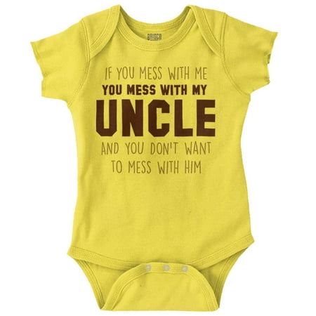

You Mess With My Uncle Romper Boys or Girls Infant Baby Brisco Brands 24M
