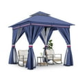 thumbnail image 6 of LAUSAINT HOME 8'x8' Outdoor Patio Gazebo, Double Roof Metal Frame with Mosquito Nettings, Privacy Screens and Anchoring Kit, Classic Blue, 6 of 9
