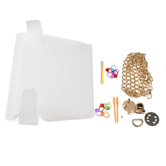 1set DIY Knitting Crochet Bags Kit Acrylic Yarns Weaving bag Making Materials Blank Mesh Plastic Canvas Sheets for Embroidery Stitch DIY Women Handmade bag Making Accessories 8.7x4.9 Inch