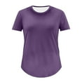 thumbnail image 5 of Plus Size Tops for Women Summer Casual Crew Neck Short Sleeve Oversized T-Shirts Loose Soft Solid Tee (XL, Purple), 5 of 5
