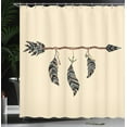thumbnail image 3 of Travel Shower Curtain, Traditional Greek Design Holiday Summer House with Flowers Window Image, Cloth Fabric Bathroom Decor Set with Hooks, Navy Blue, 3 of 4