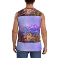 thumbnail image 4 of Uemuo Colorful Purple Cosmos Flower Pattern Men's Sleeveless T-Shirt,Muscle Athletic Tank Top, Moisture-wicking Quick-dry Breathable Classic Tee Top for Gym Run Outdoor Sports-X-Large, 4 of 8