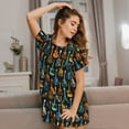 thumbnail image 3 of Honeii Colorful Guitar Print Women's Loose Short Sleeve Nightgown, Soft Cotton Sleepwear, Comfy Loose Fit Pajama Dress for Sleep and Lounge, 3 of 6