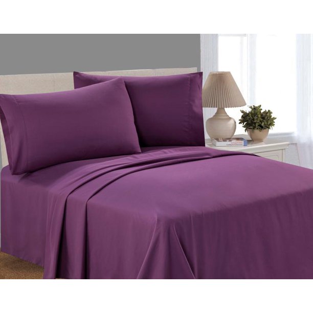 Mainstays Microfiber Sheet Set, Queen, Purple