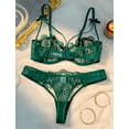thumbnail image 6 of Ausing&nbsp;Floral Lace Lingerie Set Women Sheer Mesh Push-Up Bra Adjustable Ladies Embroidered Bra Panties Two Piece Matching Underwear and Bra XL Green, 6 of 6