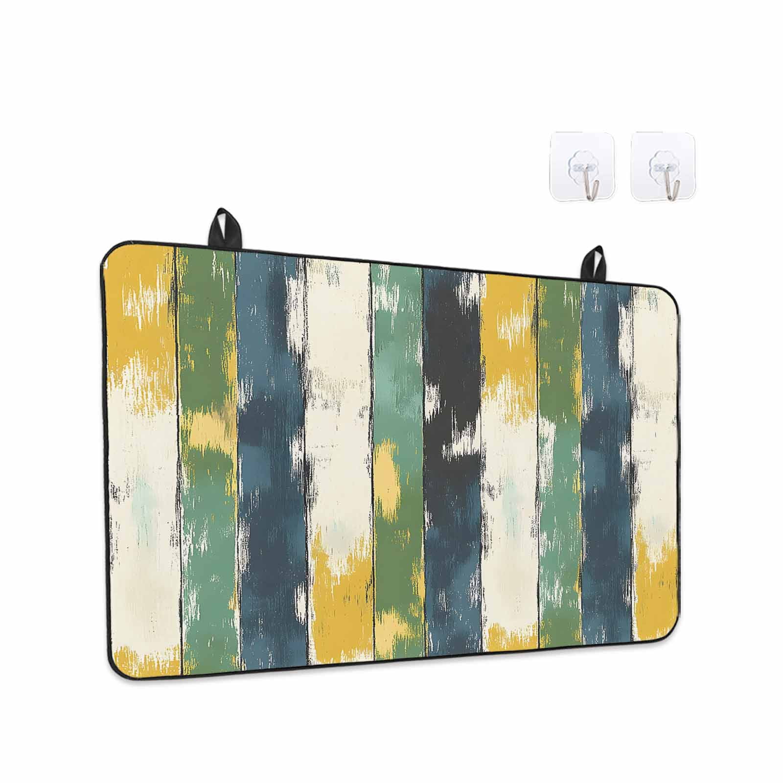 Green Yellow Blue Abstract Stove Top Cover for Electric Stove, Heat-proof & Non Slip Glass Top Stove Cover Protector, Modern Abstract Art Color Kitchen Flat Cooktop Rubber Mat 24x21 Inches