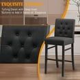 thumbnail image 5 of 30" Counter Height Bar Stools Set of 2 with Back Fabric Modern Bar Chairs Barstools with Seat Height Upholstered Button Tufted Wooden Island Stools for Kitchen Counter Dining Room (2,Charcoal), 5 of 8