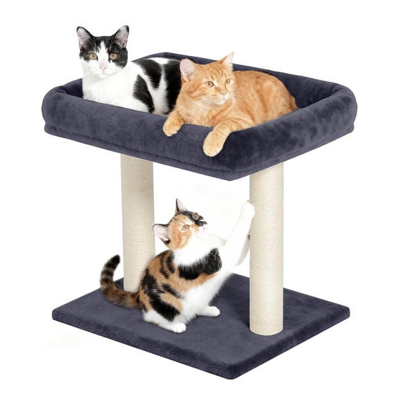Cat Tree With Large Top Perch Bed (19"*15.8") Small Tower For Indoor Cats Dual Sisal Scratcher Space-saving Removable (dark Gray)