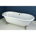 thumbnail image 2 of Aqua Eden 66" Cast Iron Clawfoot Tub Double Ended with 7-Inch Faucet Drillings and Feet, White/Brushed Nickel, 2 of 5