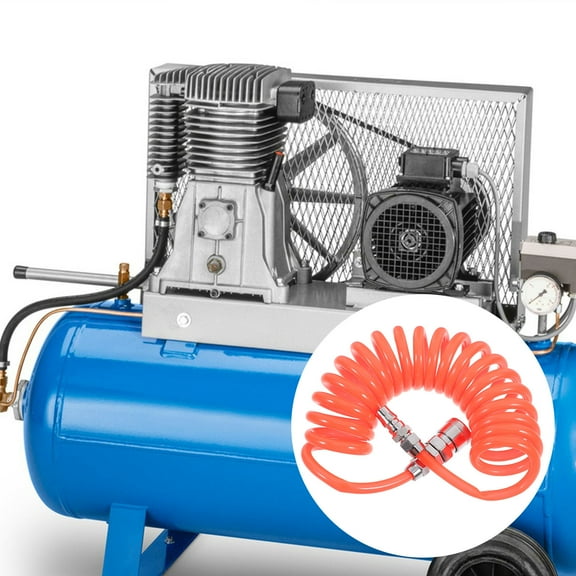 CRAFTHROU 1Set Pu Red Coiled Air Hose for Air Compressor 3m Length 8mm Inner Diameter