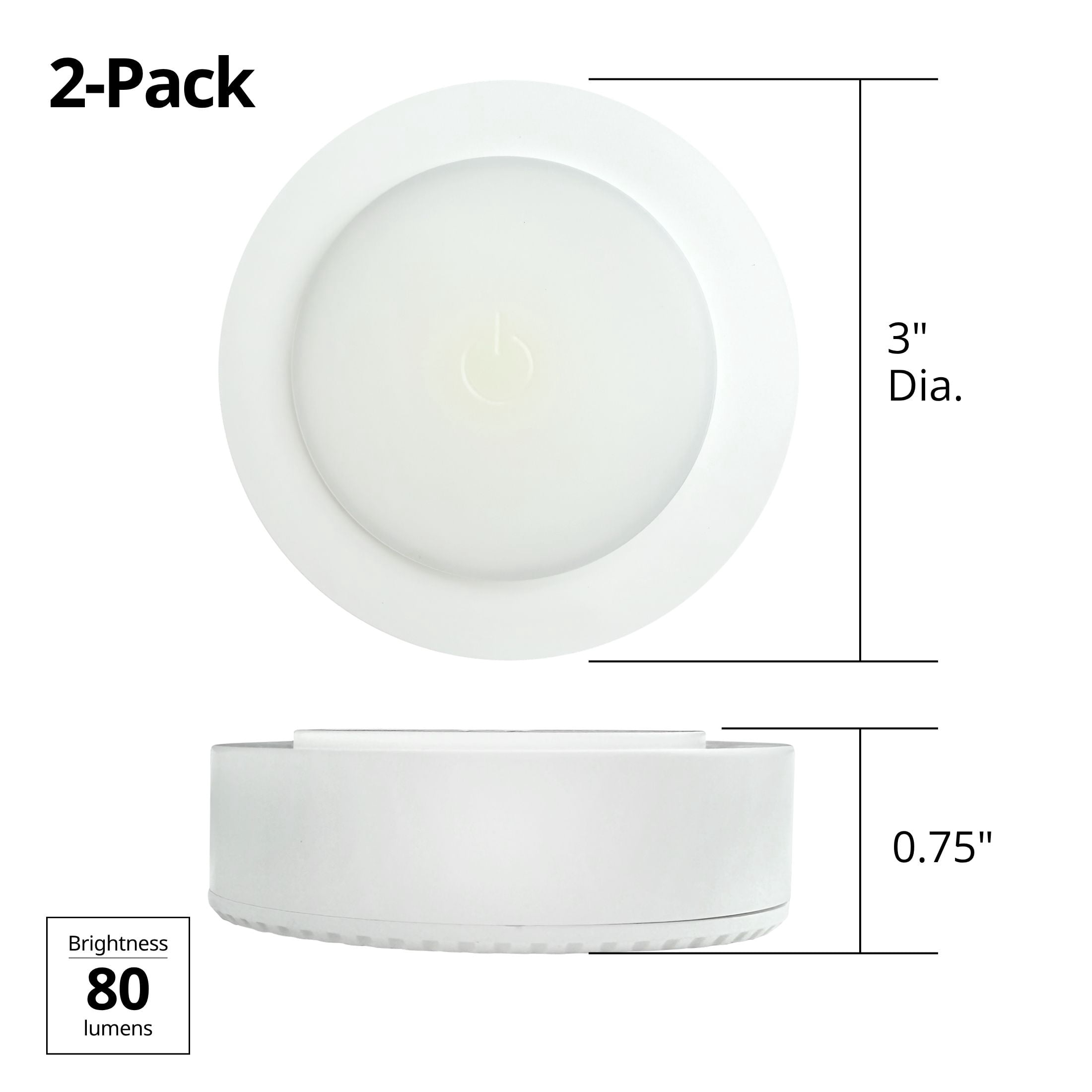 Great Value Wireless Frosted LED Puck Lights, 2 Pack