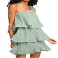 thumbnail image 3 of Femmes Été une Robe Épaule Sans Manches Couches Mini Robe, 3 of 5
