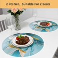 thumbnail image 5 of Teal Floral Marble Round 13 Inch Placemats Set of 2, Modern Abstract Ink Painted Art HeatResistant Non Slip Place Mats for Dining Table, Wipeable Braided Kitchen Table Mats for Housewarming, 5 of 9