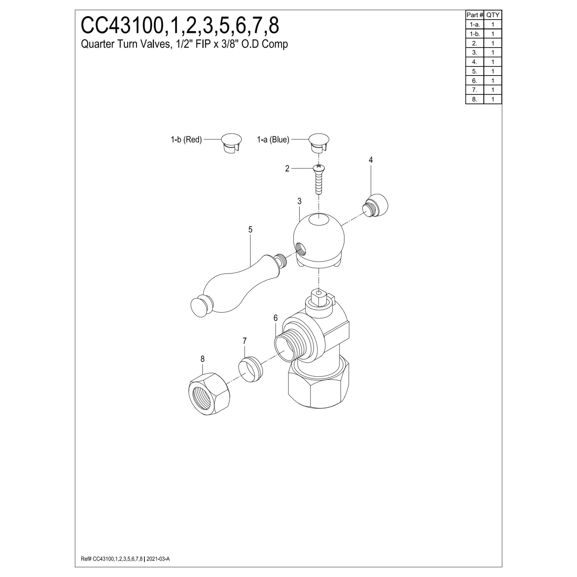Kingston Brass CC43103 1/2-Inch FIP x 3/8-Inch O.D. Comp Quarter-Turn Angle Shut-Off Valve in Antique Brass