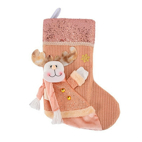 VerPetridure Christmas Tree Decoration Supplies Pink Sequin Christmas Stocking Ornaments Christmas Gift Bag Christmas Tree Decorations Pink Sequin Christmas Stocking Ornaments Gift Bag