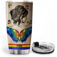 thumbnail image 2 of Athenstics LGBT Flag Tumbler Support Gay Proud Lesbian Bisexual Transgender Gifts Love Equality Vacuum Bottle Rainbow Striped Water Mug Pride Month Insulated Tumblers Angel, 2 of 6
