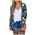 thumbnail image 2 of Puntoco Moda para mujer Abrigo con estampado navideño Cárdigan de manga larga con bolsillo Blusa informal suelta tops Liquidación Puntoco Puntoco-2243, 2 of 7