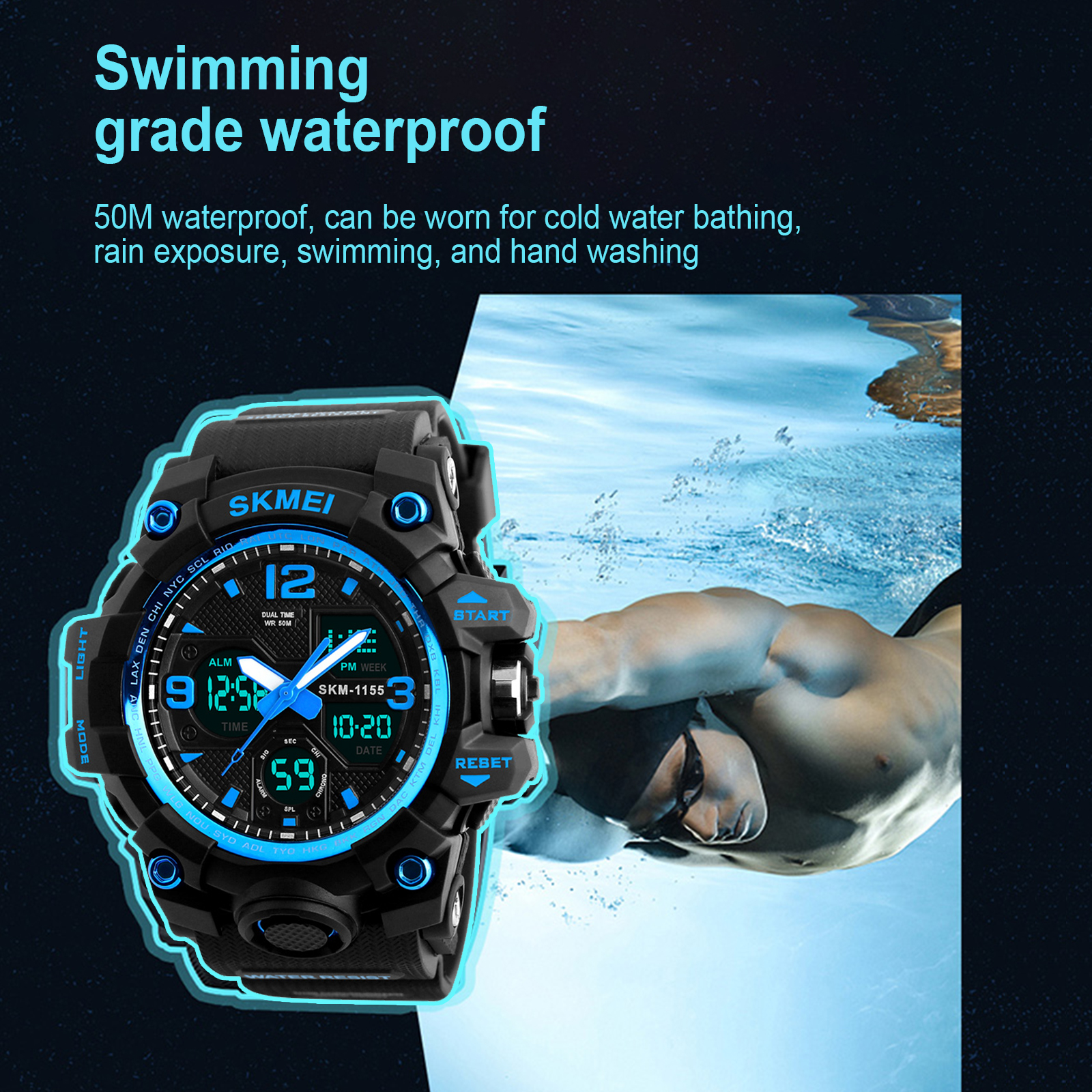 SKMEI Men's Digital Sports Watch Waterproof Blue photo 4