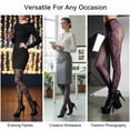 thumbnail image 3 of COUVER Women's Patterned Fishnet Pantyhose Stars and Swirling Ribbons Grey Plus Size, 3 of 6
