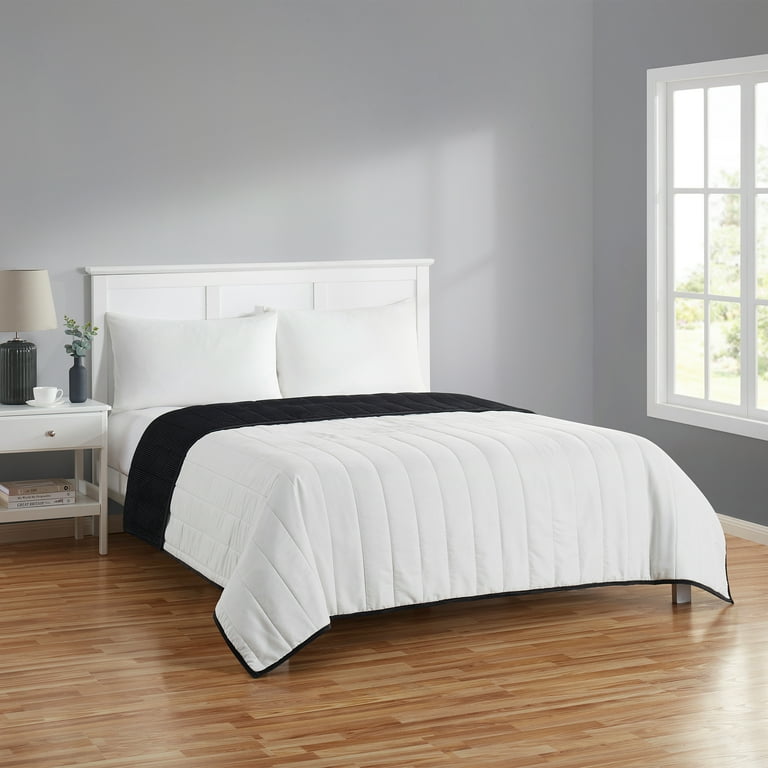 Mainstays Solid Black Corduroy Stripe Quilt King 104x90 Inches